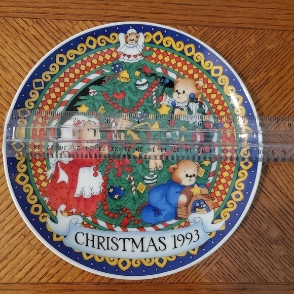 Vintage 1993 Luy & Me Bears Decorating Christmas Tree Plate - Picture 4 of 6